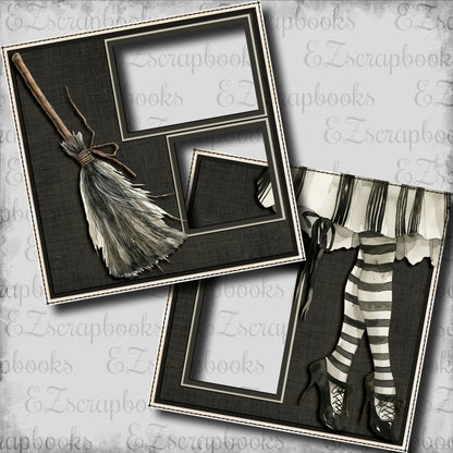 Spooky Season Witch & Broom - EZ Digital Scrapbook Pages - INSTANT DOWNLOAD