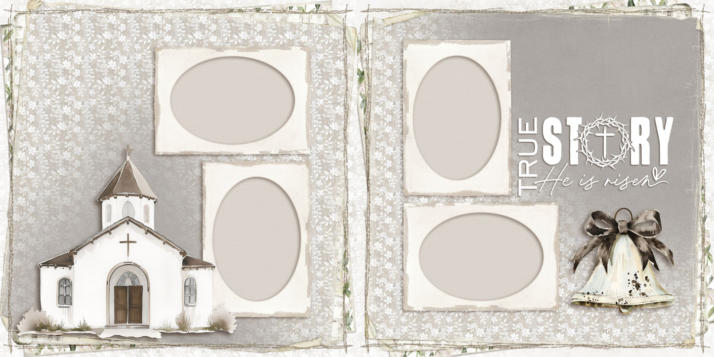 Easter Lace - Set of 5 Double Page Scrapbook Layouts - 25-1036