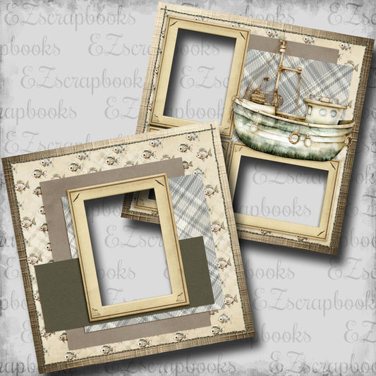Fishing Boat - EZ Digital Scrapbook Pages - INSTANT DOWNLOAD