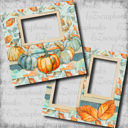 Pumpkins & Leaves - EZ Digital Scrapbook Pages - INSTANT DOWNLOAD