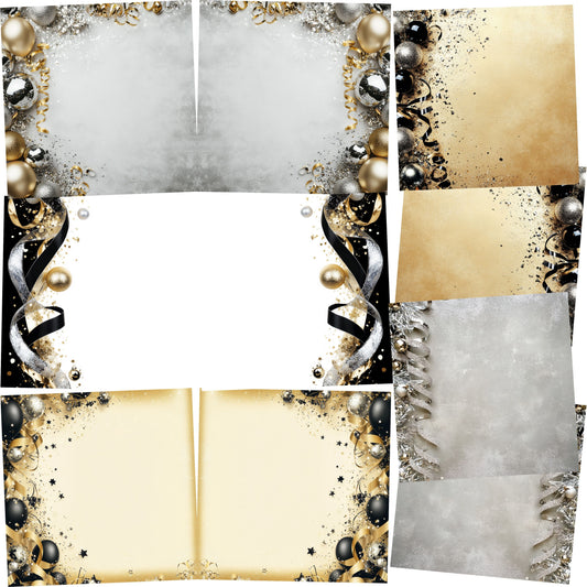 New Years Borders NPM - Set of 5 Double Page Scrapbook Layouts - 26-1000