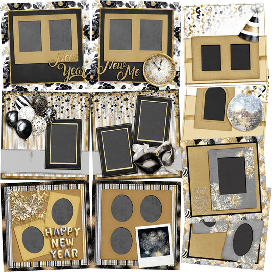 Happy New Year - Set of 5 Double Page Scrapbook Layouts - 26-1002