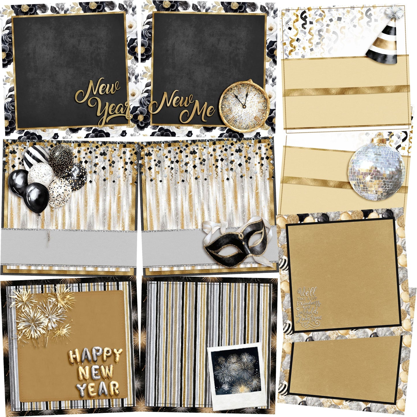 Happy New Year NPM - Set of 5 Double Page Scrapbook Layouts - 26-1003