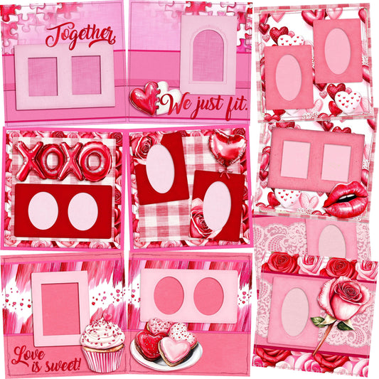 Love is Sweet - Set of 5 Double Page Scrapbook Layouts - 26-1006