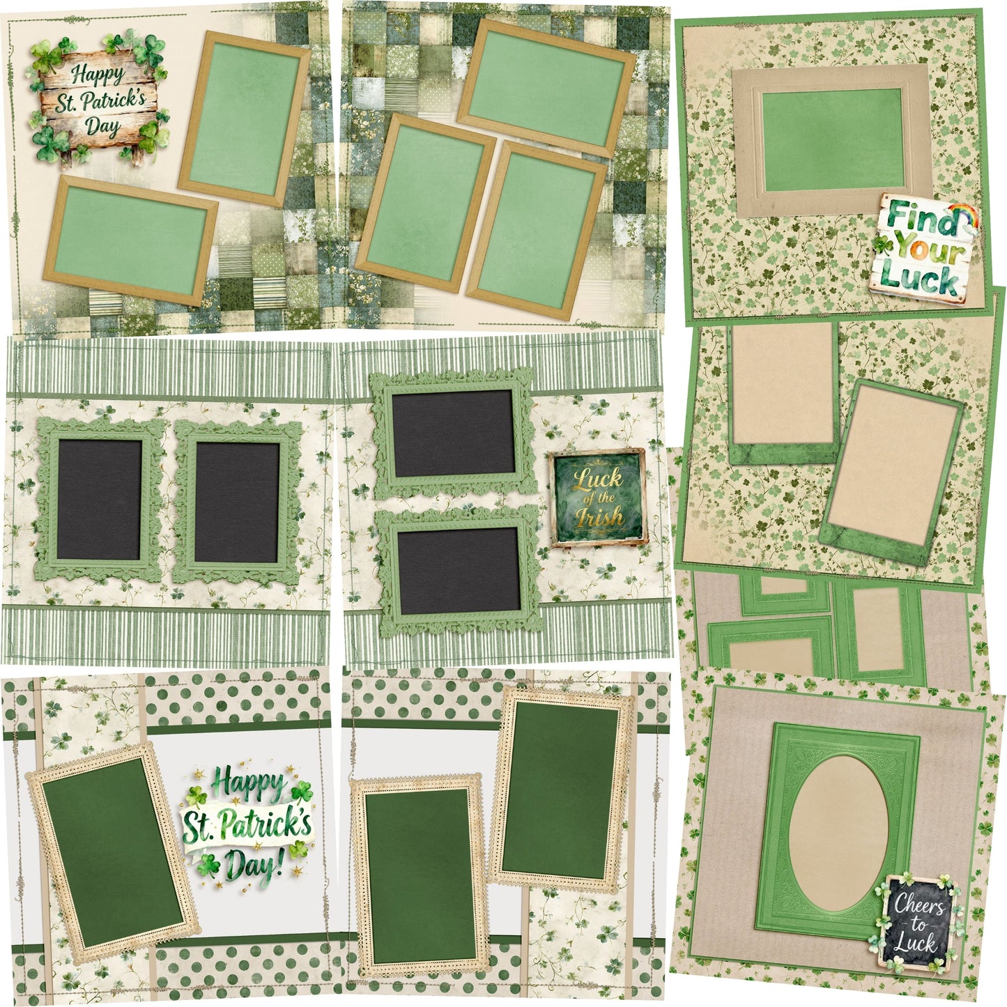 Cheers to Luck - Set of 5 Double Page Scrapbook Layouts - 26-1008