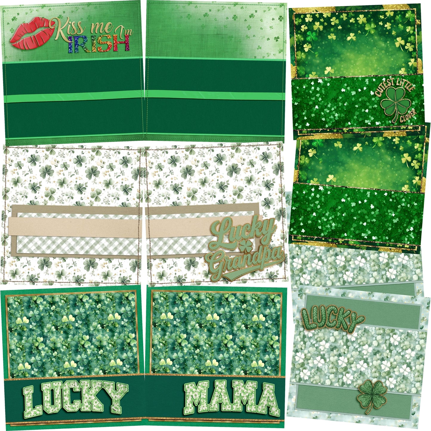 Lucky Vibes NPM - Set of 5 Double Page Scrapbook Layouts - 26-1011