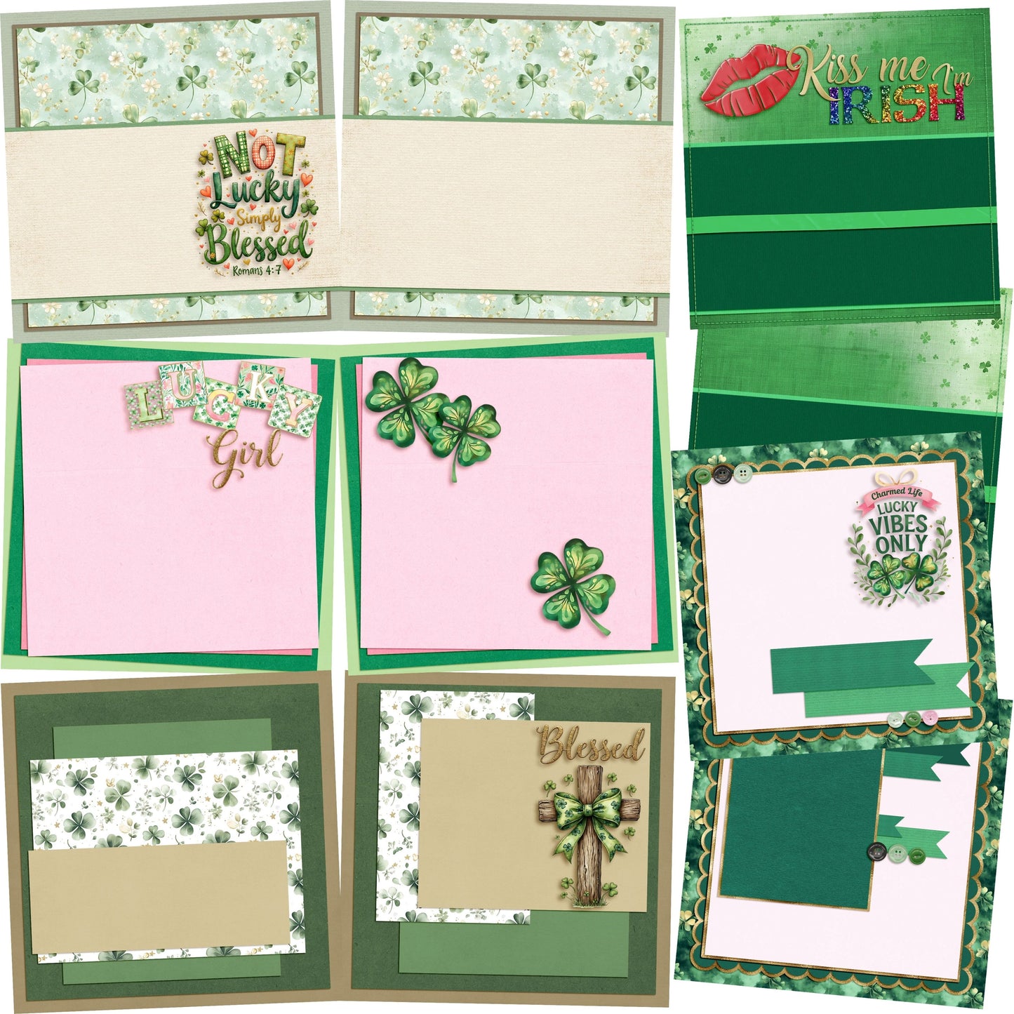 Lucky Girl NPM - Set of 5 Double Page Scrapbook Layouts - 26-1017