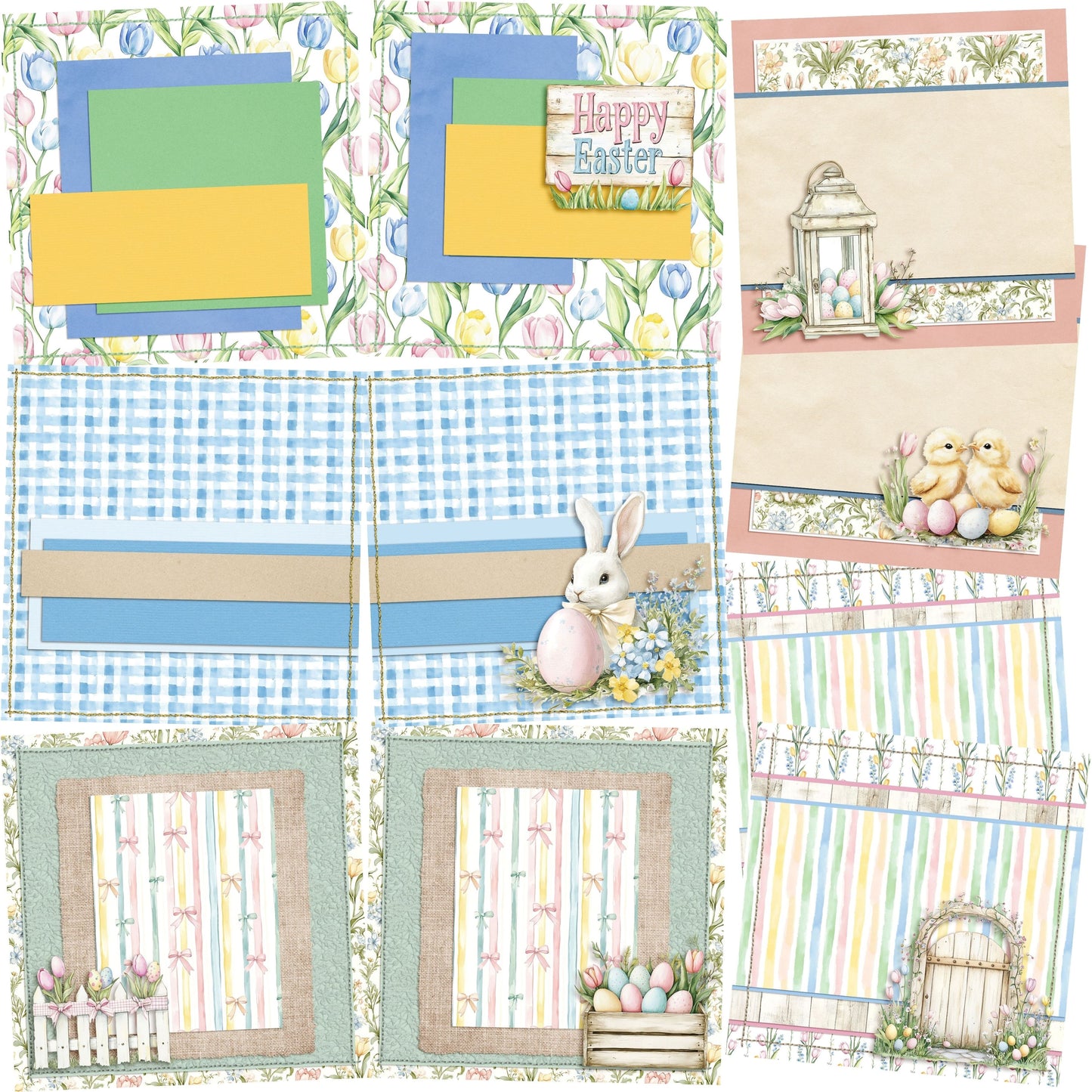 Pastel Easter NPM - Set of 5 Double Page Scrapbook Layouts - 26-1024