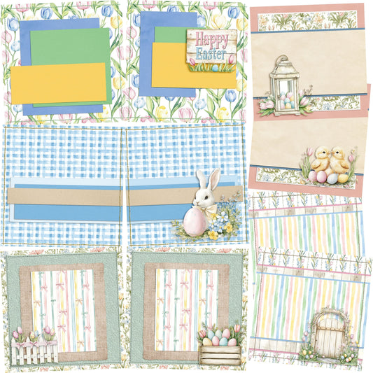 Pastel Easter NPM - Set of 5 Double Page Scrapbook Layouts - 26-1024