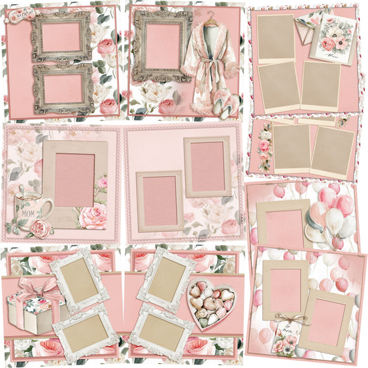 A Day for Mom - Set of 5 Double Page Scrapbook Layouts - 26-1025