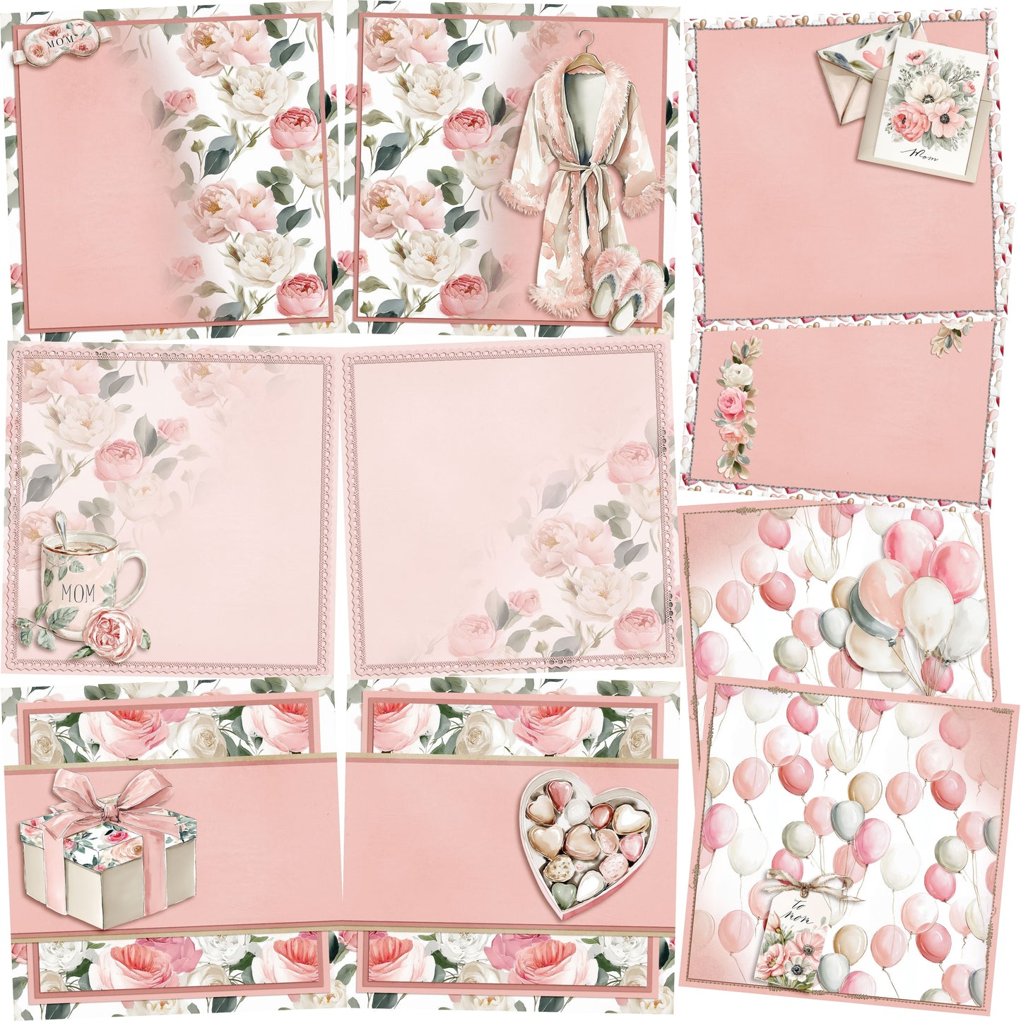 A Day for Mom NPM - Set of 5 Double Page Scrapbook Layouts - 26-1026