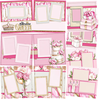 Birthday Queen - Set of 5 Double Page Scrapbook Layouts - 26-1027