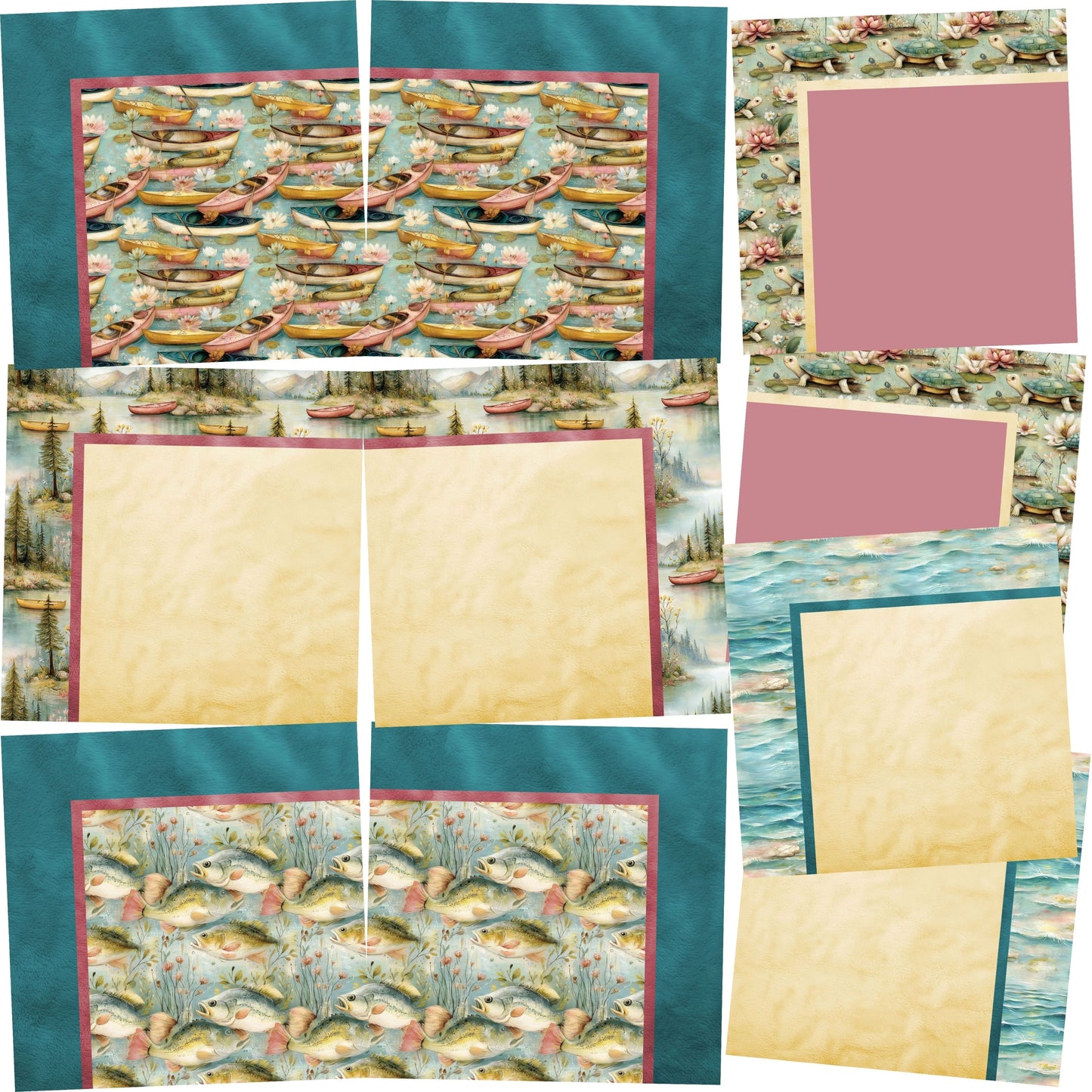 Lake Girl NPM - Set of 5 Double Page Scrapbook Layouts - 26-1031