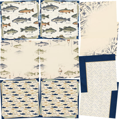 Let's Go Fishing NPM - Set of 5 Double Page Scrapbook Layouts - 26-1033
