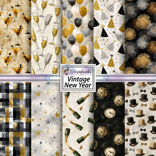 Vintage New Year - 12X12 Scrapbook Paper Pack - 26-8002