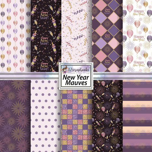 New Year Mauves - 12X12 Scrapbook Paper Pack - 26-0004