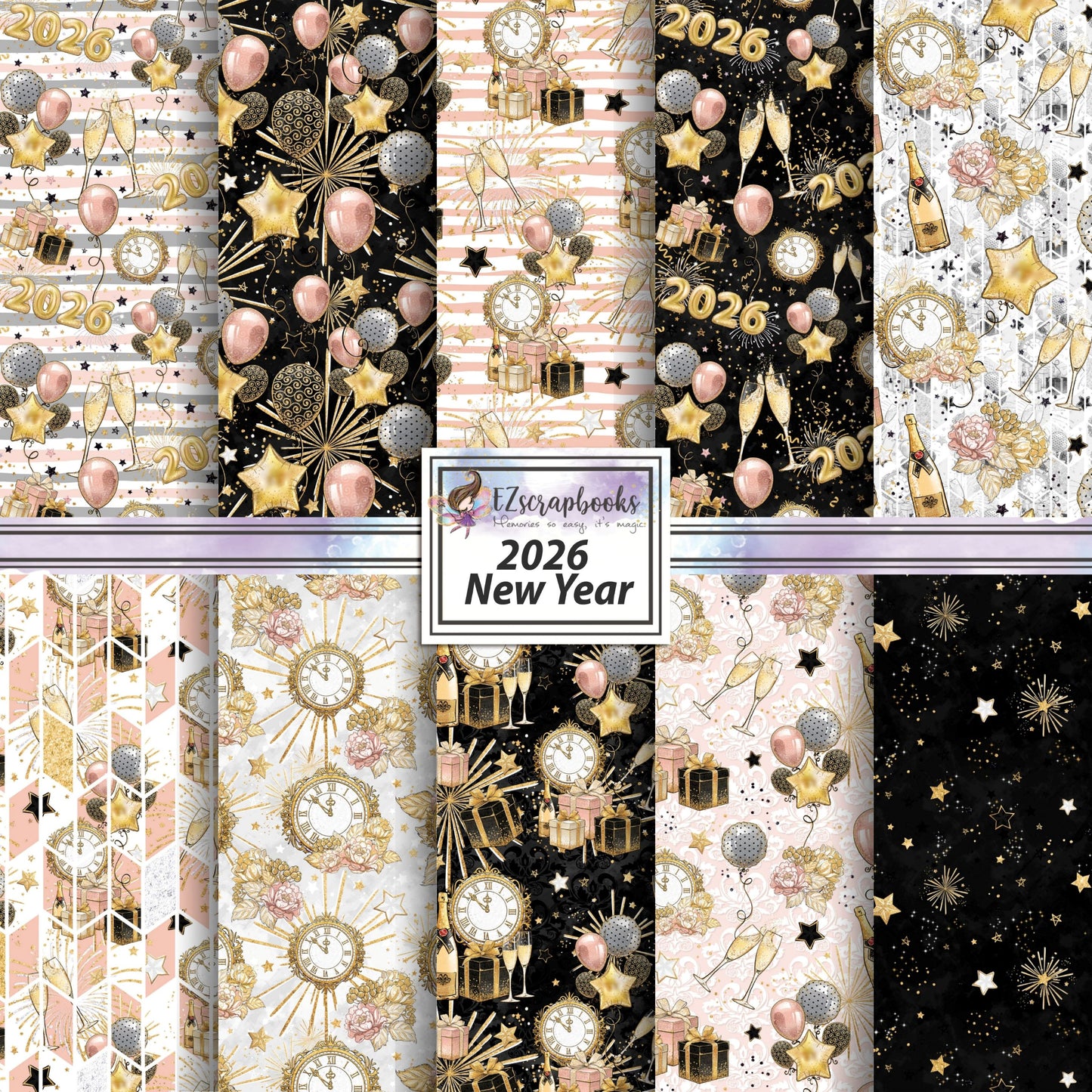 2026 New Year - 12X12 Scrapbook Paper Pack - 26-8005