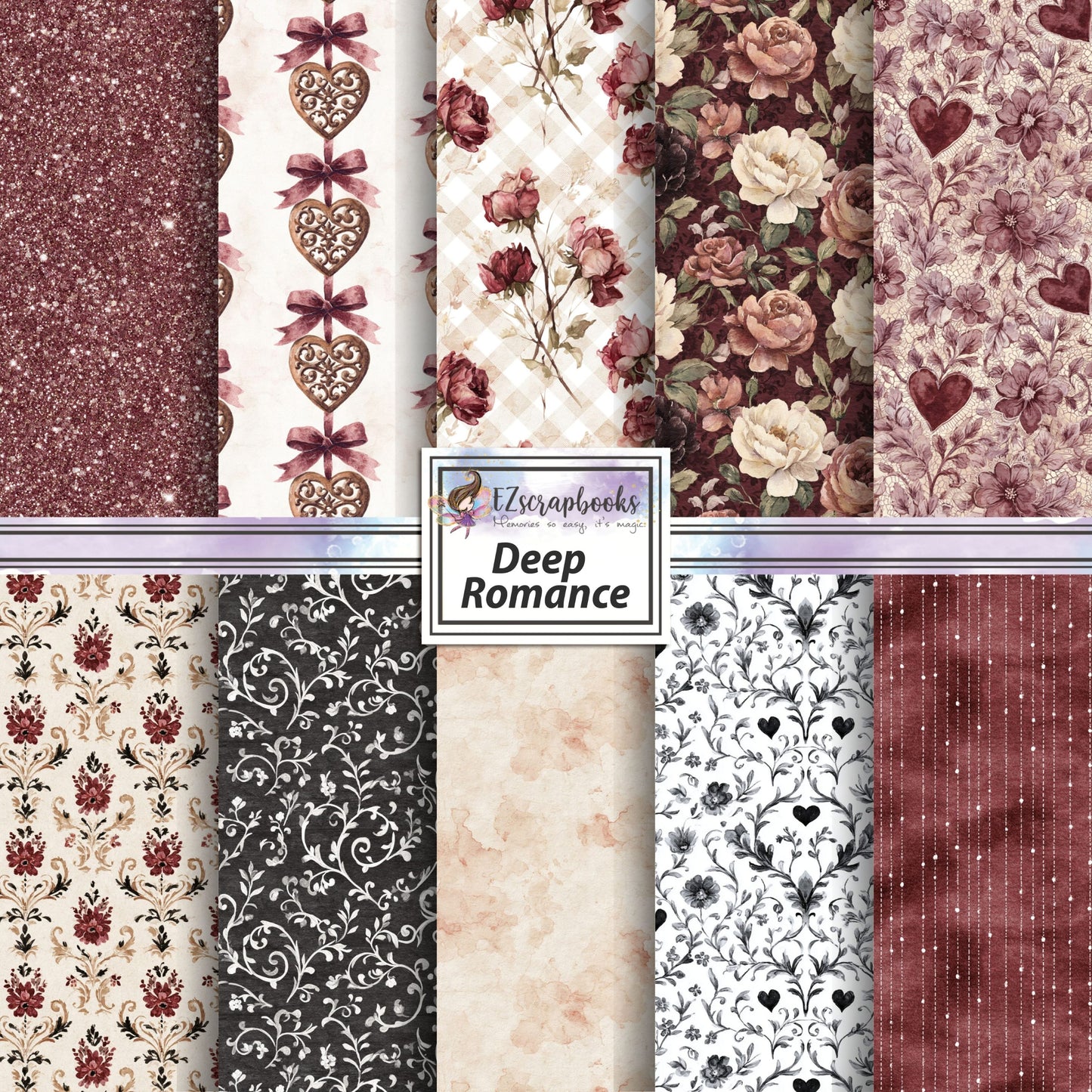 Deep Romance - Valentine Love - 12X12 Scrapbook Paper Pack - 26-8008