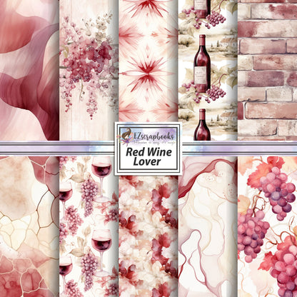 Red Wine Lover - 12X12 Scrapbook Paper Pack - 26-8011