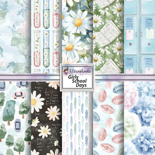 Girly School Days - 12X12 Scrapbook Paper Pack - 26-8015