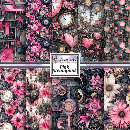 Pink Steampunk - 12X12 Scrapbook Paper Pack - 26-8018