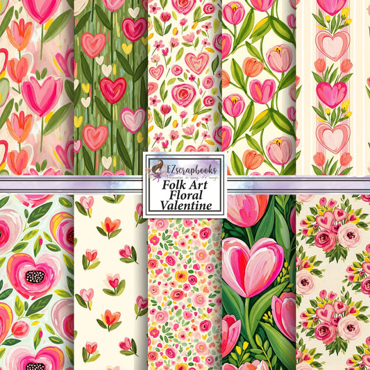 Folk Art Floral - Spring - 12X12 Scrapbook Paper Pack - 26-8027