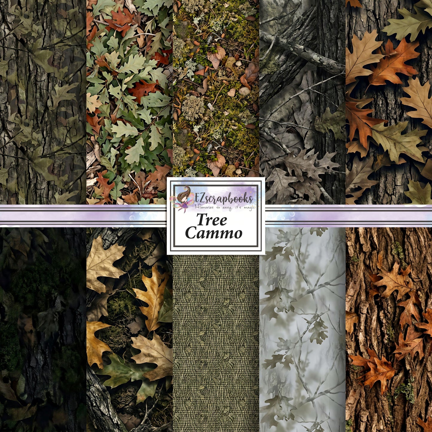 Tree Cammo - Hunting - 12X12 Scrapbook Paper Pack - 26-8029