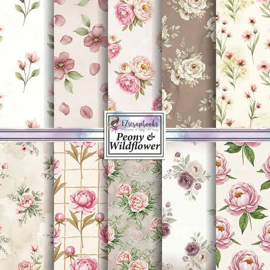 Peony & Wildflower - 12X12 Scrapbook Paper Pack - 26-8031