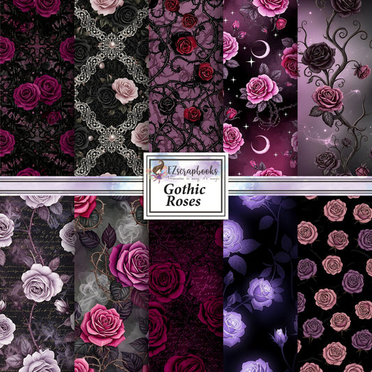 Gothic Roses - Valentine Love - 12X12 Scrapbook Paper Pack - 26-8033