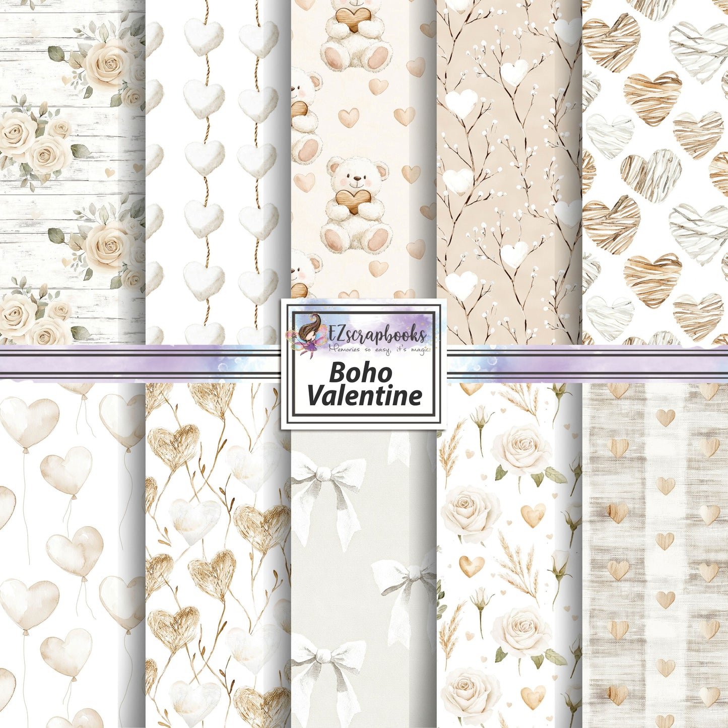Boho Valentine - Valentine Love - 12X12 Scrapbook Paper Pack - 26-8039