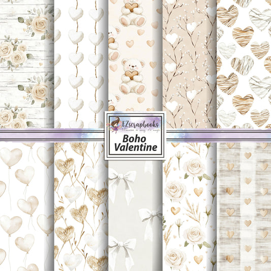 Boho Valentine - Valentine Love - 12X12 Scrapbook Paper Pack - 26-8039