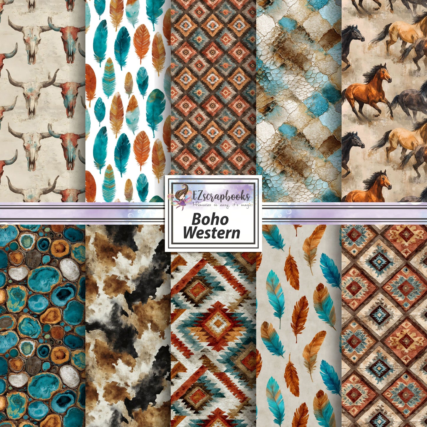 Boho Western - 12X12 Scrapbook Paper Pack - 26-8043