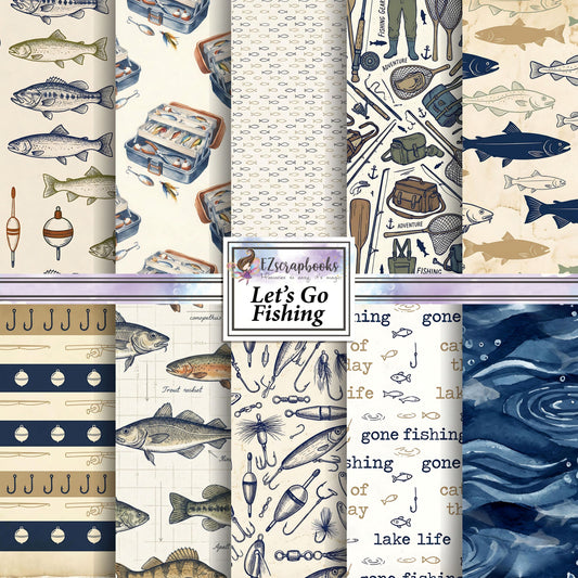 Let's Go Fishing - 12X12 Scrapbook Paper Pack - 26-8046