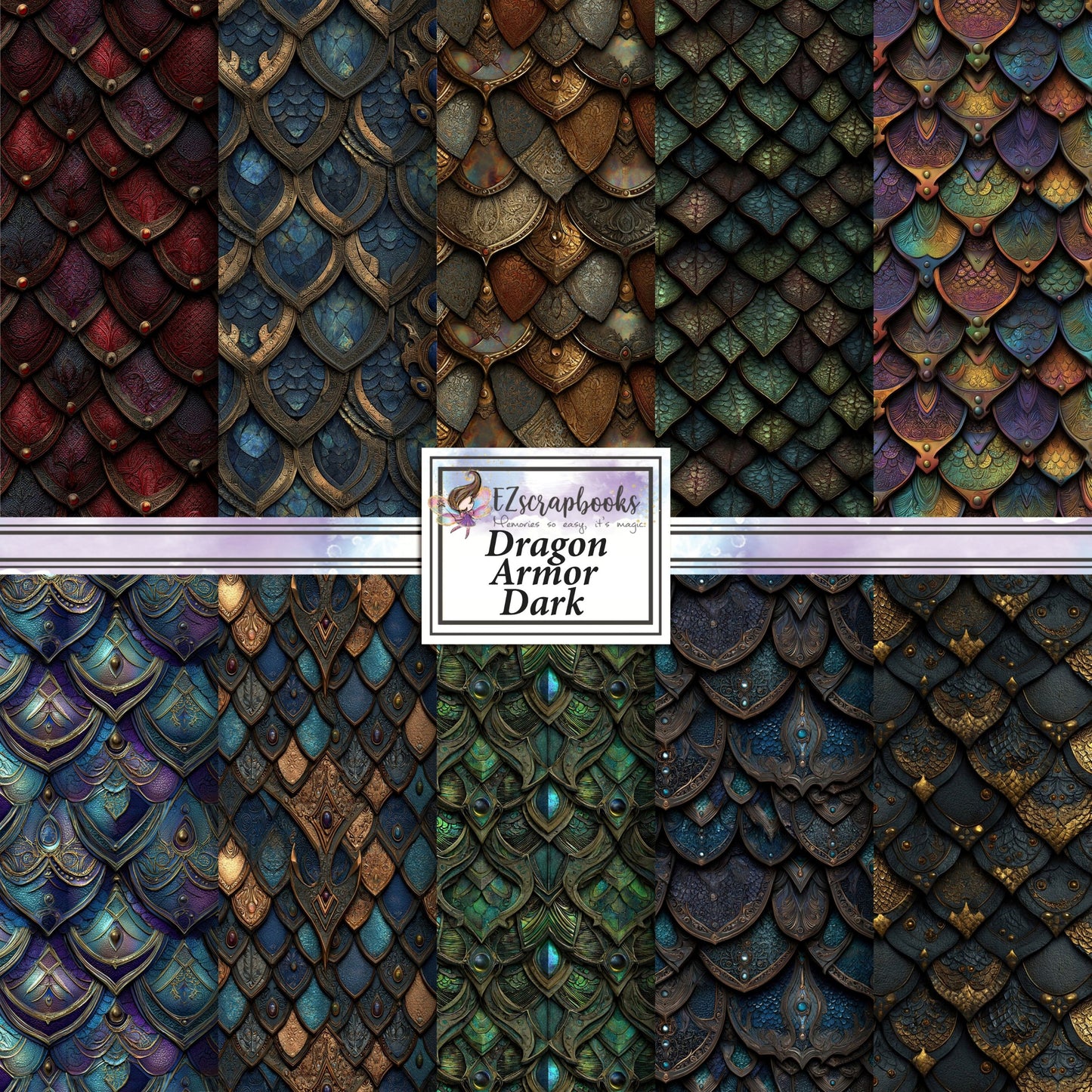 Dragon Armor Dark - 12X12 Scrapbook Paper Pack - 26-8047