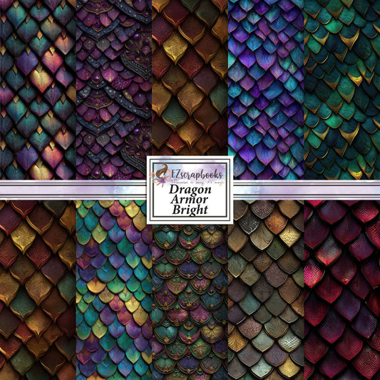 Dragon Armor Bright - 12X12 Scrapbook Paper Pack - 26-8048