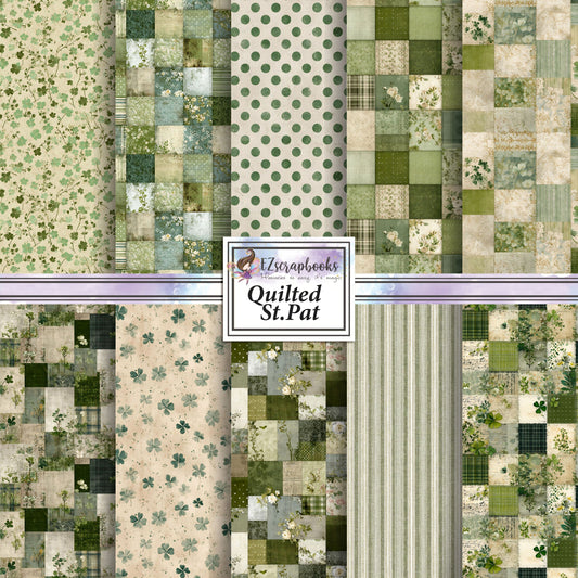 Quilted St Pat - 12X12 Scrapbook Paper Pack - 26-8052
