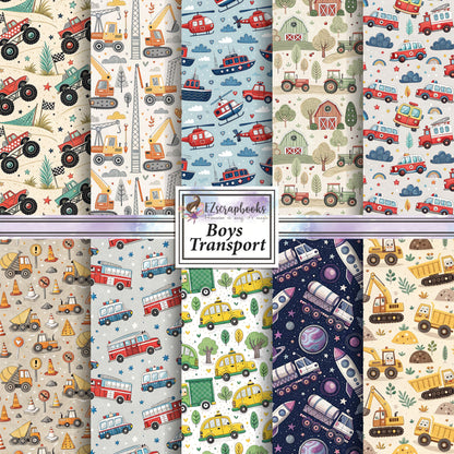 Boys Transport - 12X12 Scrapbook Paper Pack - 26-8065