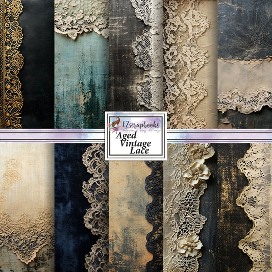 Aged Vintage Lace - 12X12 Scrapbook Paper Pack - 26-8072