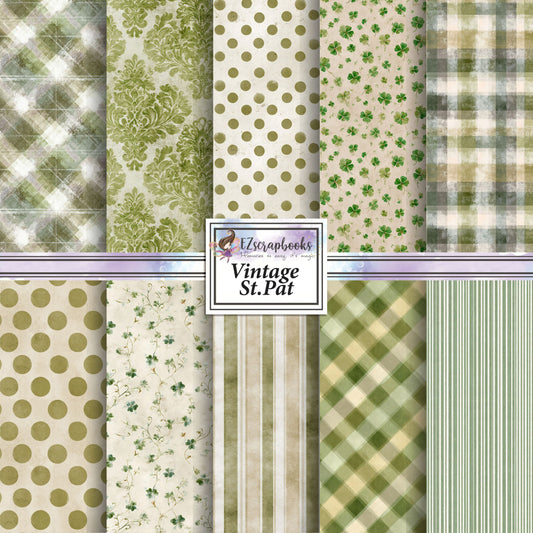 Vintage St Pat - 12X12 Scrapbook Paper Pack - 26-8077