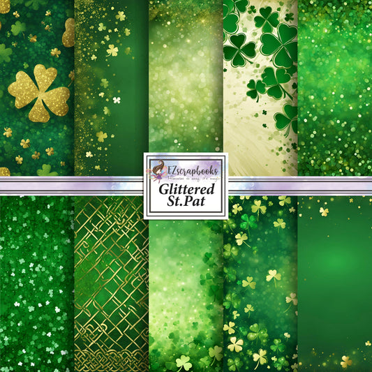 Glittered St Pat - 12X12 Scrapbook Paper Pack - 26-8078