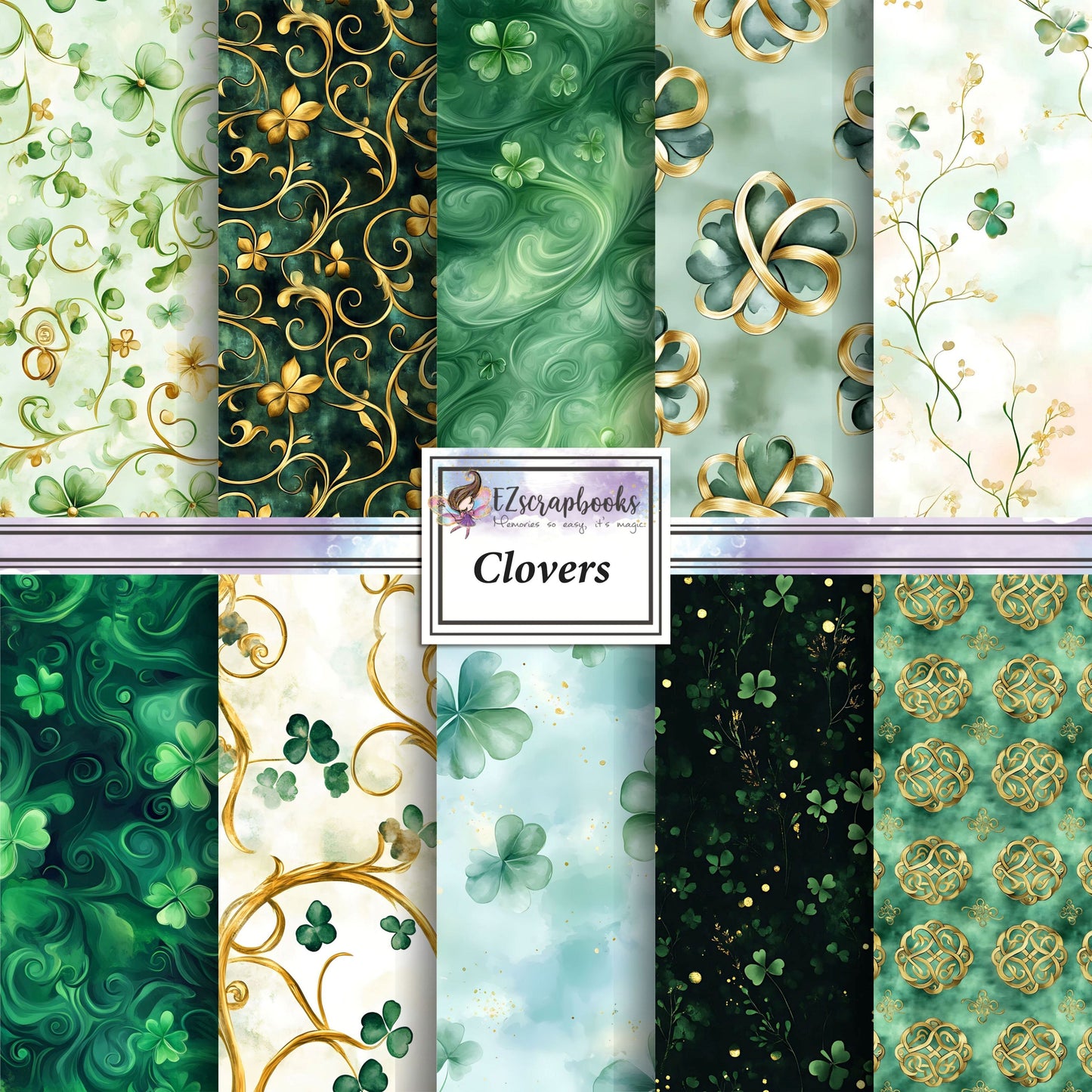 Clovers - St Patrick's Day - 12X12 Scrapbook Paper Pack - 26-8079