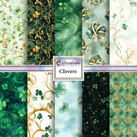 Clovers - St Patrick's Day - 12X12 Scrapbook Paper Pack - 26-8079