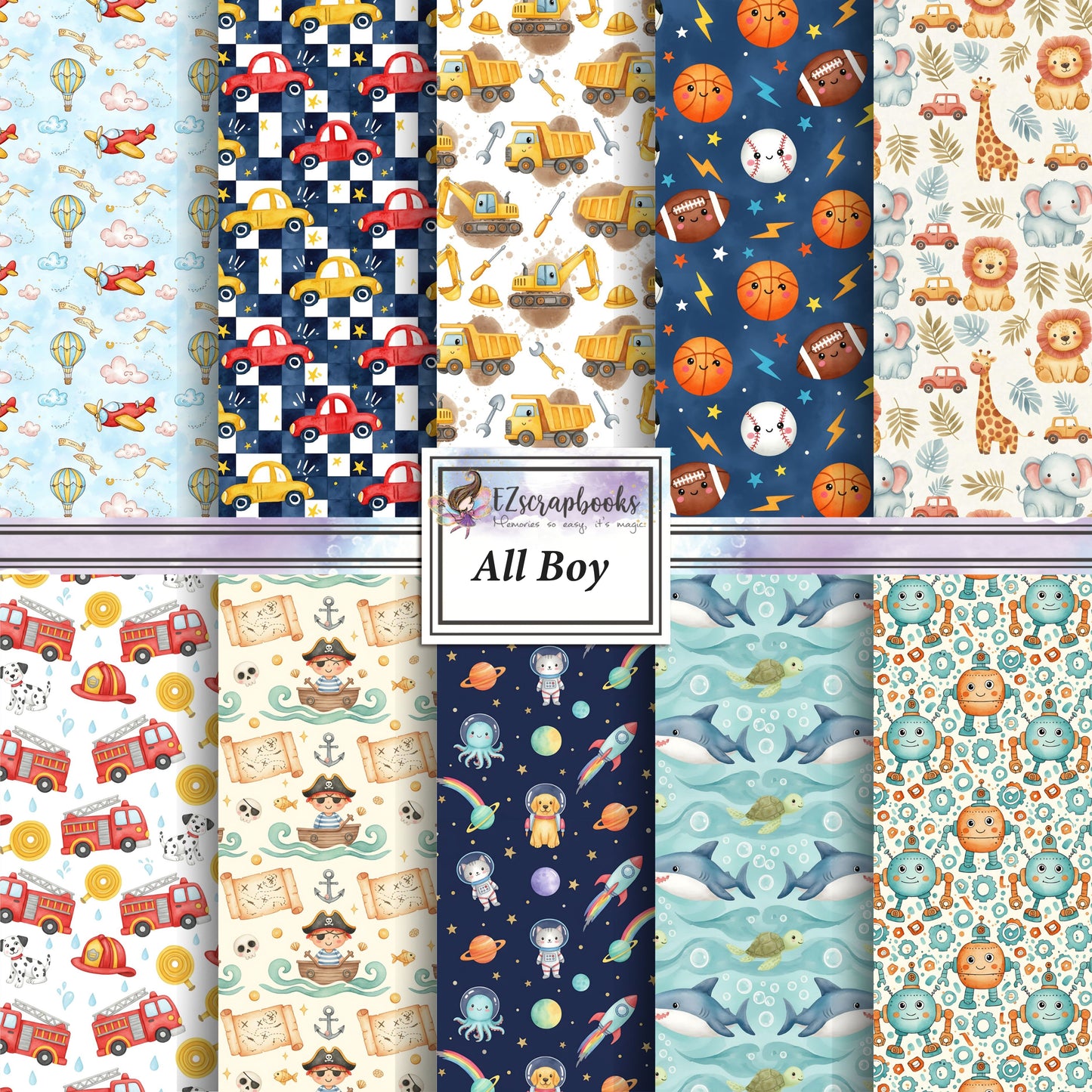 All Boy - 12X12 Scrapbook Paper Pack - 26-8081