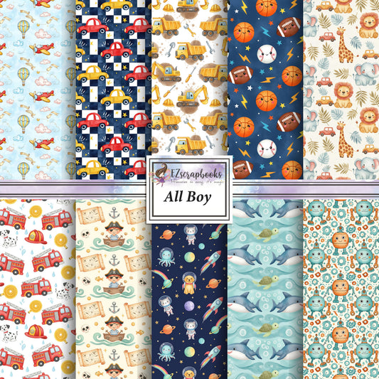 All Boy - 12X12 Scrapbook Paper Pack - 26-8081