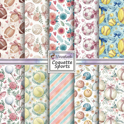 Coquette Sports - Girls - 12X12 Scrapbook Paper Pack - 26-8085