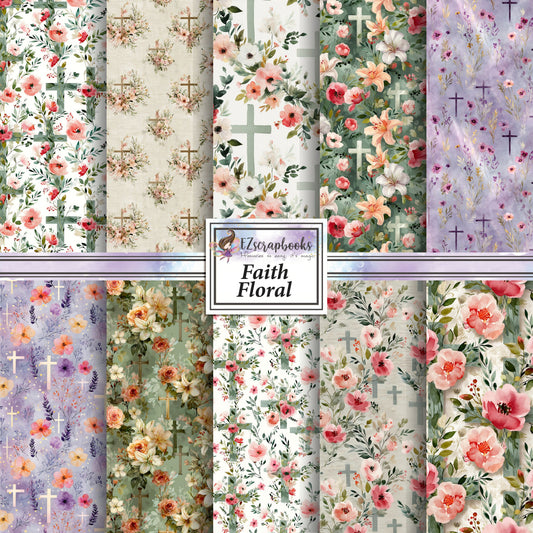Faith Floral - 12X12 Scrapbook Paper Pack - 26-8086