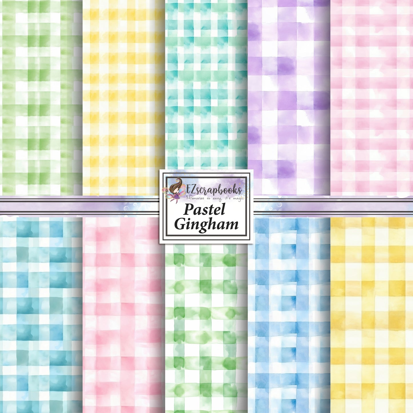 Pastel Gingham - 12X12 Scrapbook Paper Pack - 26-8089