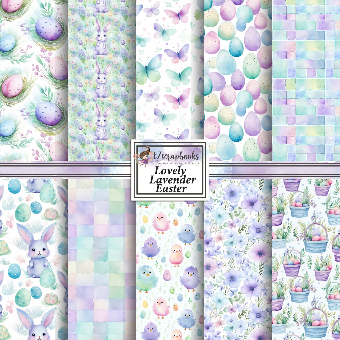 Lovely Lavender Easter - 12X12 Scrapbook Paper Pack - 26-8090