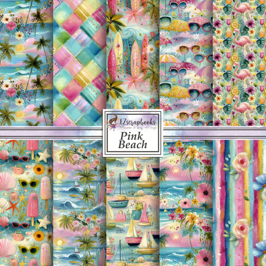 Pink Beach - 12X12 Scrapbook Paper Pack - 26-8107
