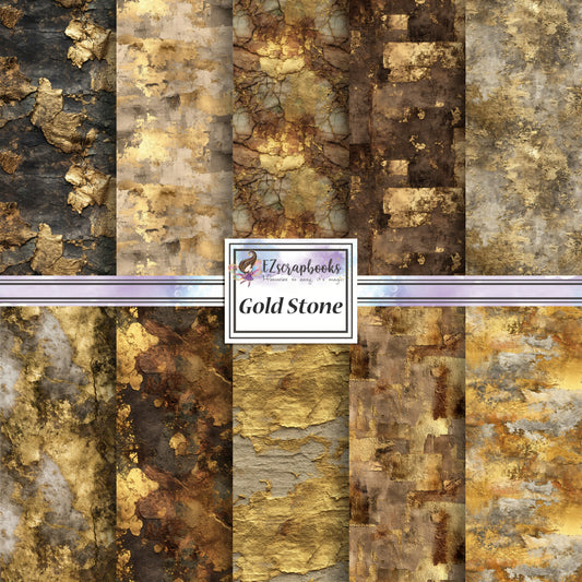 Gold Stone - 12X12 Scrapbook Paper Pack - 26-8121